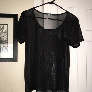 Charlotte Russe Black Mesh Top with Front Pocket